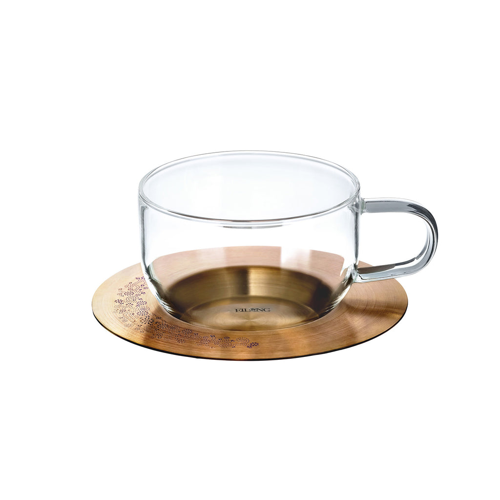 Clear Glass Coffee Cup-Aurora Glass Cup and Saucer titan