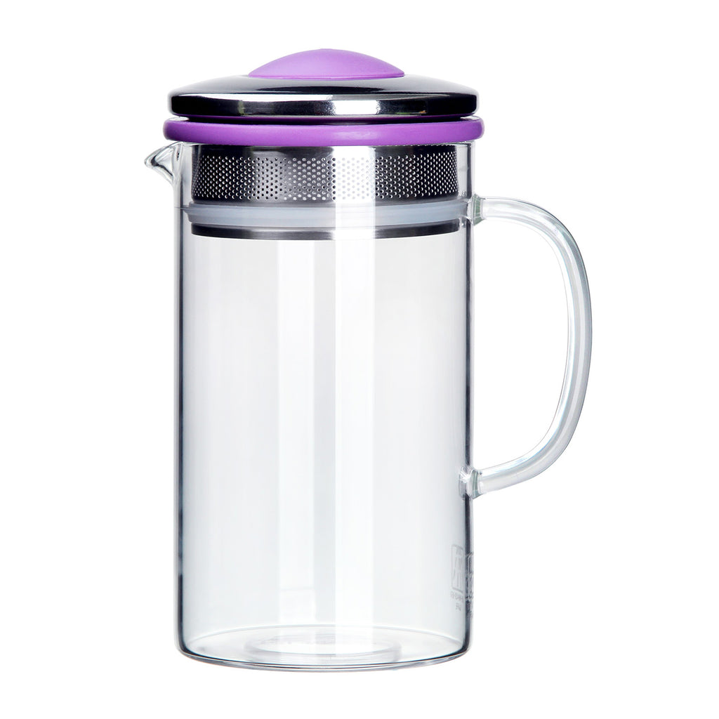 Clear Glass Teapot-Colourful Ring Easy Teapot Purple