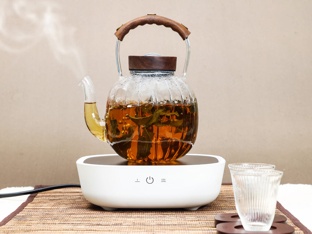 Clear Tea Kettle-Daisy Thermometer Glass Kettle 1L a