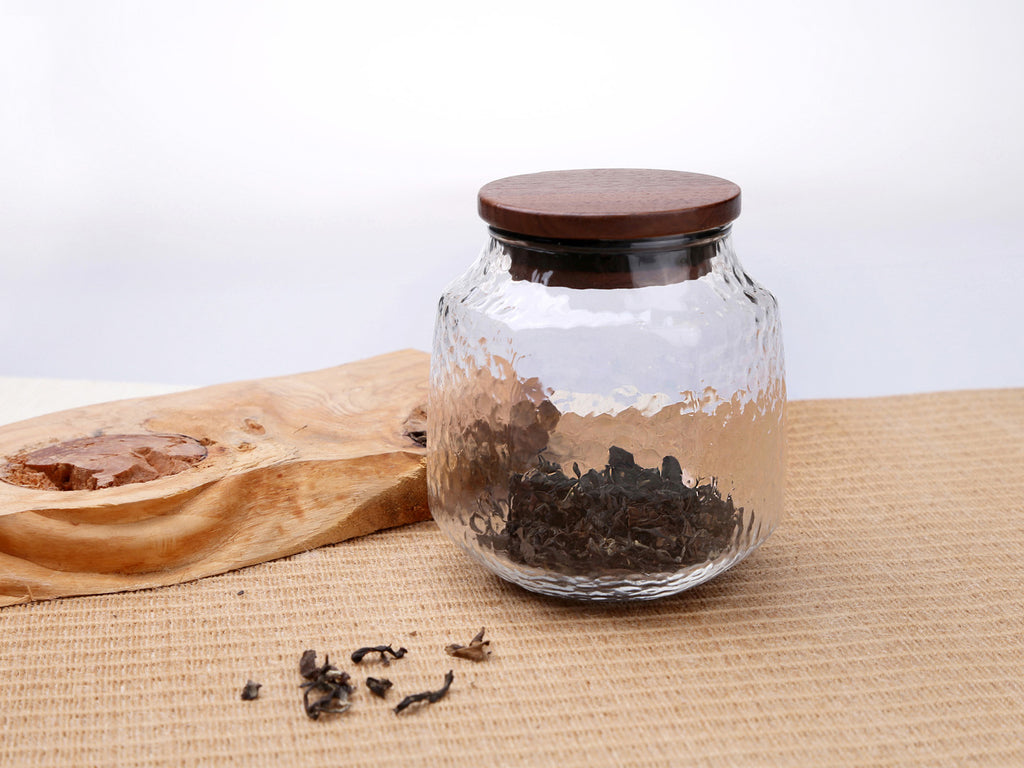 clear glass jar-hammer impression glass tea storage 03