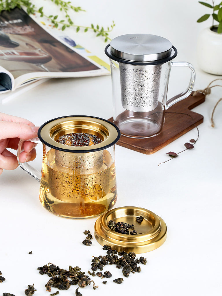 Glass Tea Mug with Infuser-Aurora Mug Deeply 420ml 06
