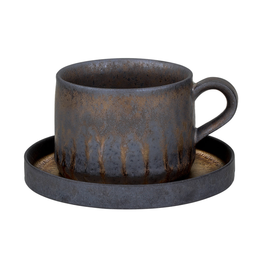 Coffee Cup Set-Iron Glaze Cup and Saucer 09
