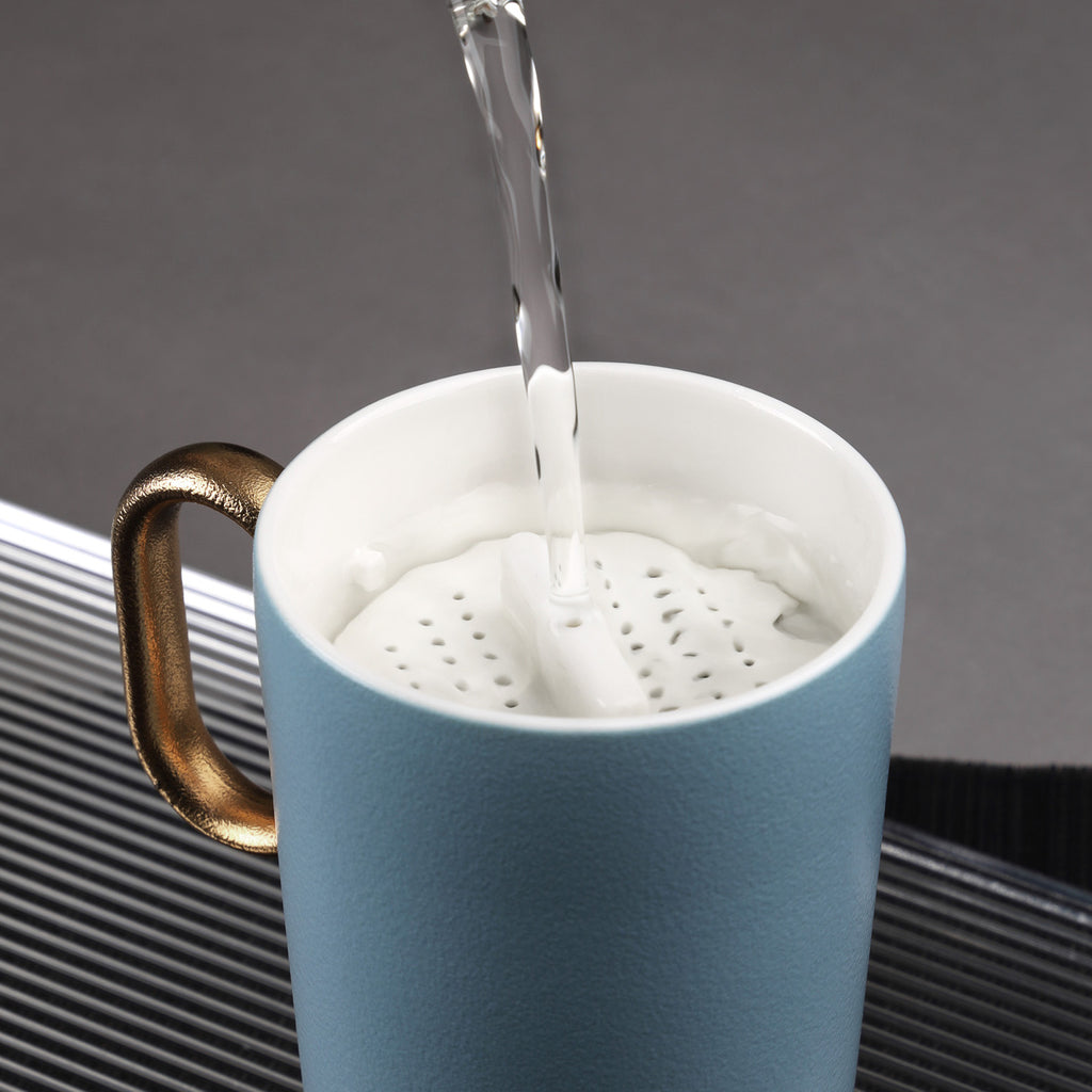 Designer Ceramic Tea Cup with Filter-Golden Circle Filter Cup 3