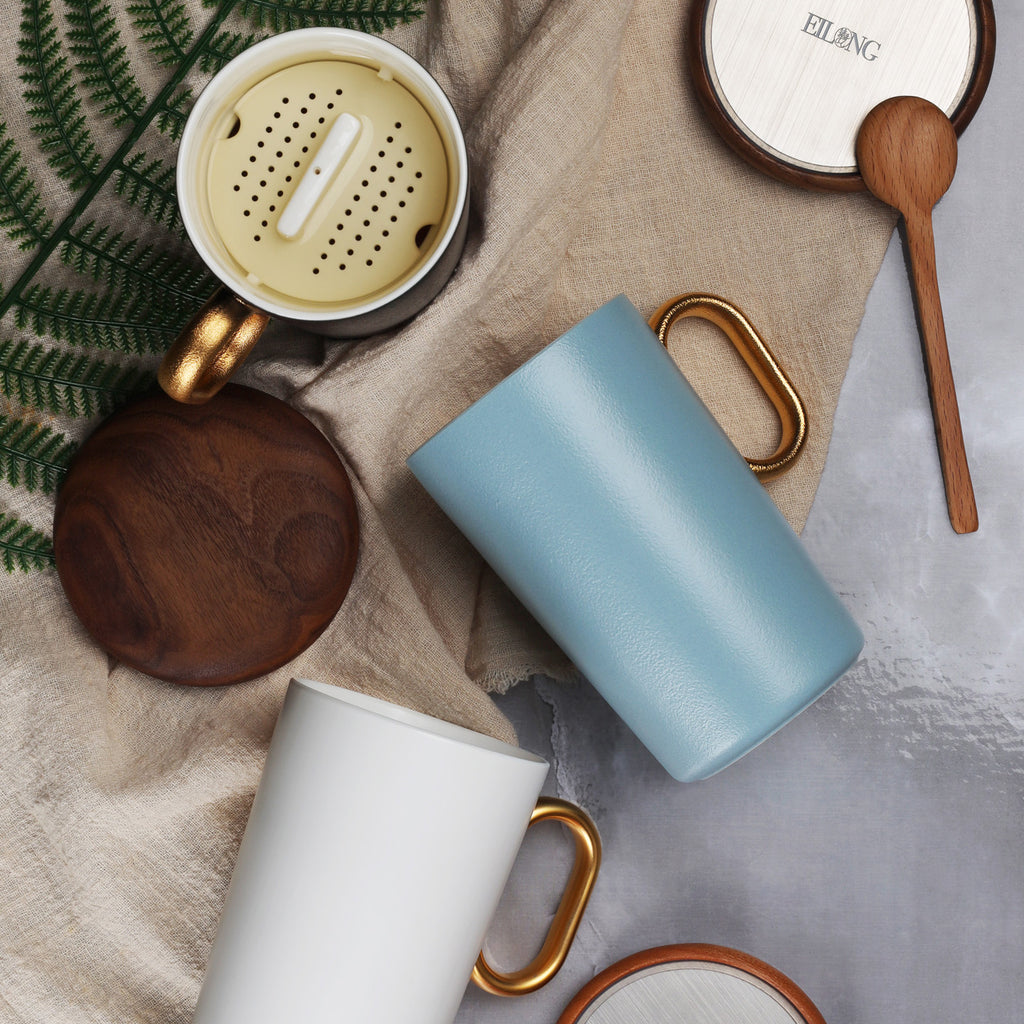 Designer Ceramic Tea Cup with Filter-Golden Circle Filter Cup  8