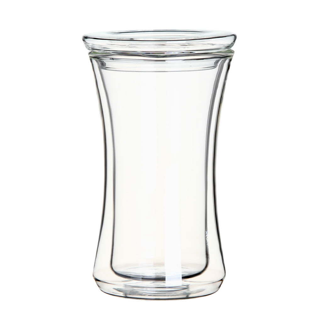 Double Wall Glass Cup with Lid-Curve Style 1
