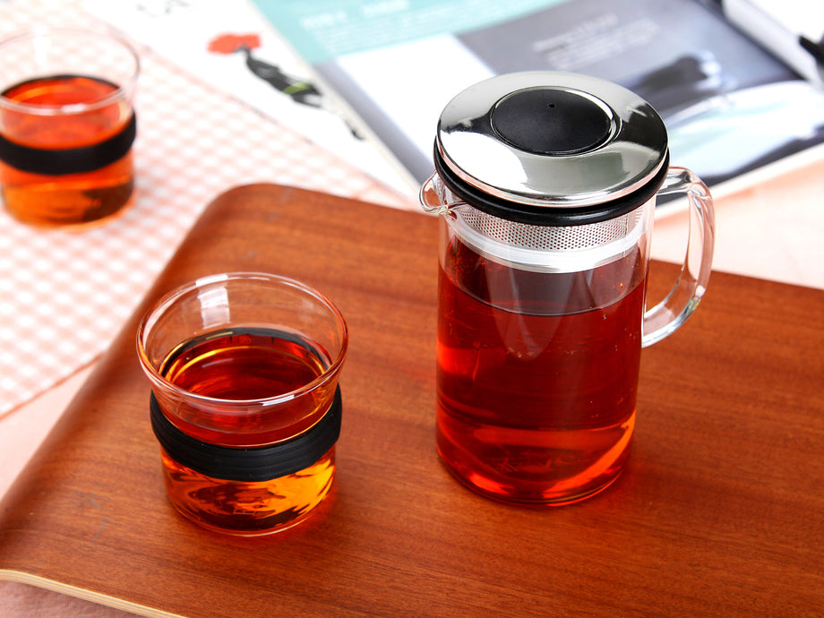 ガラスティーポット - カラフルなリングイージーティーポット 400ml