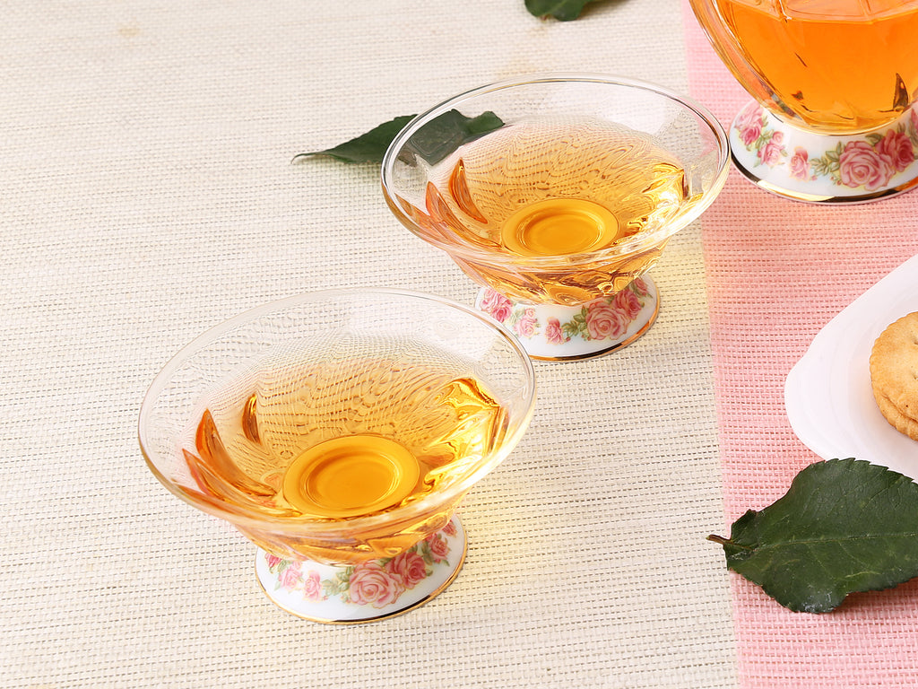 Glass Tea Cup Set-Fusion Rose Cup Small 3