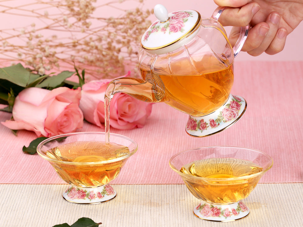 Glass Tea Cup Set-Fusion Rose Cup Small 4
