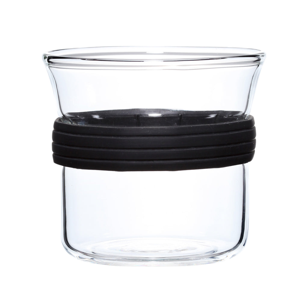 Glass Cup Set-Colourful Ring Glass Cup 2pcs black