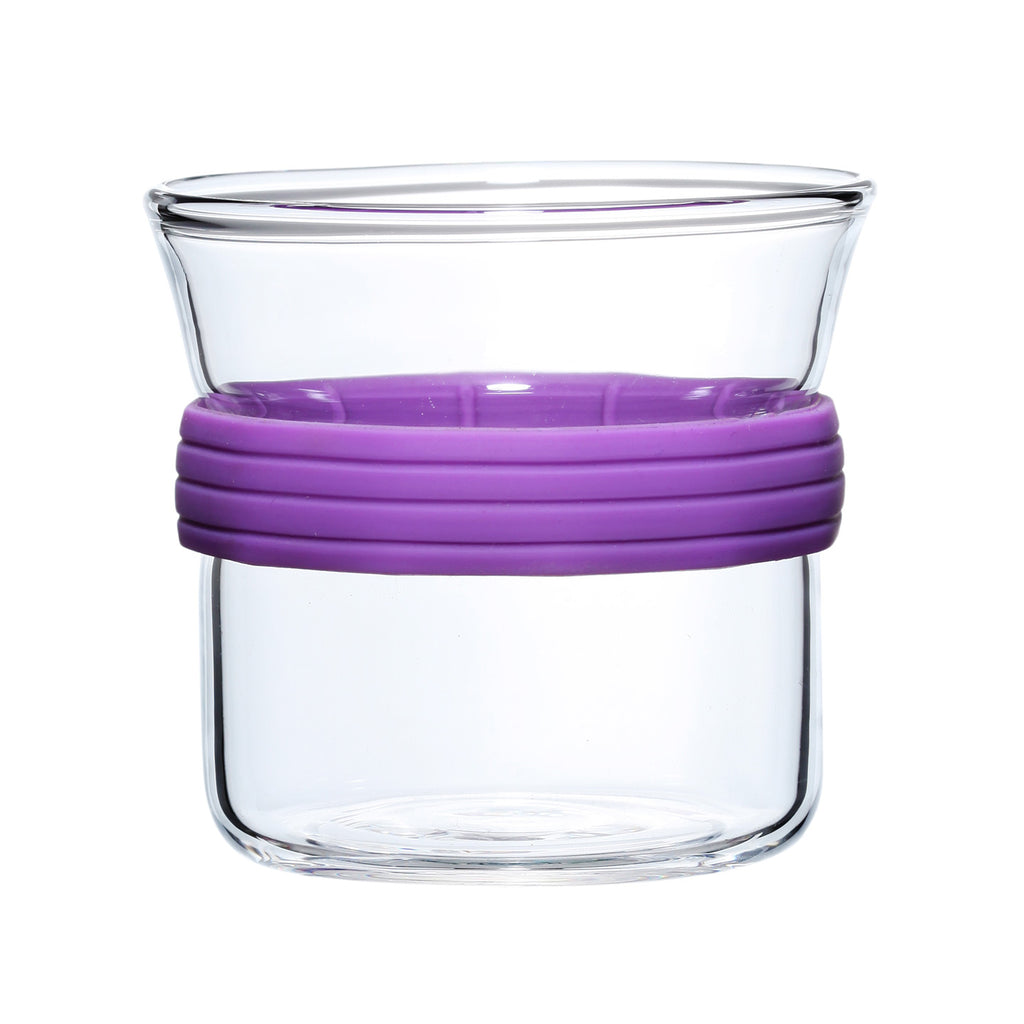 Glass Cup Set-Colourful Ring Glass Cup 2pcs purple