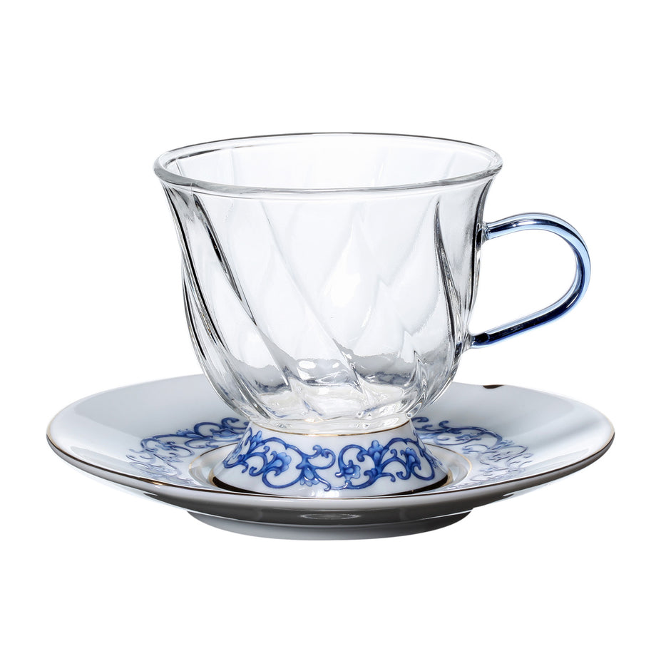 Glass Cup Set - Fusion Asia Coffee Cup and Saucer  EILONG
