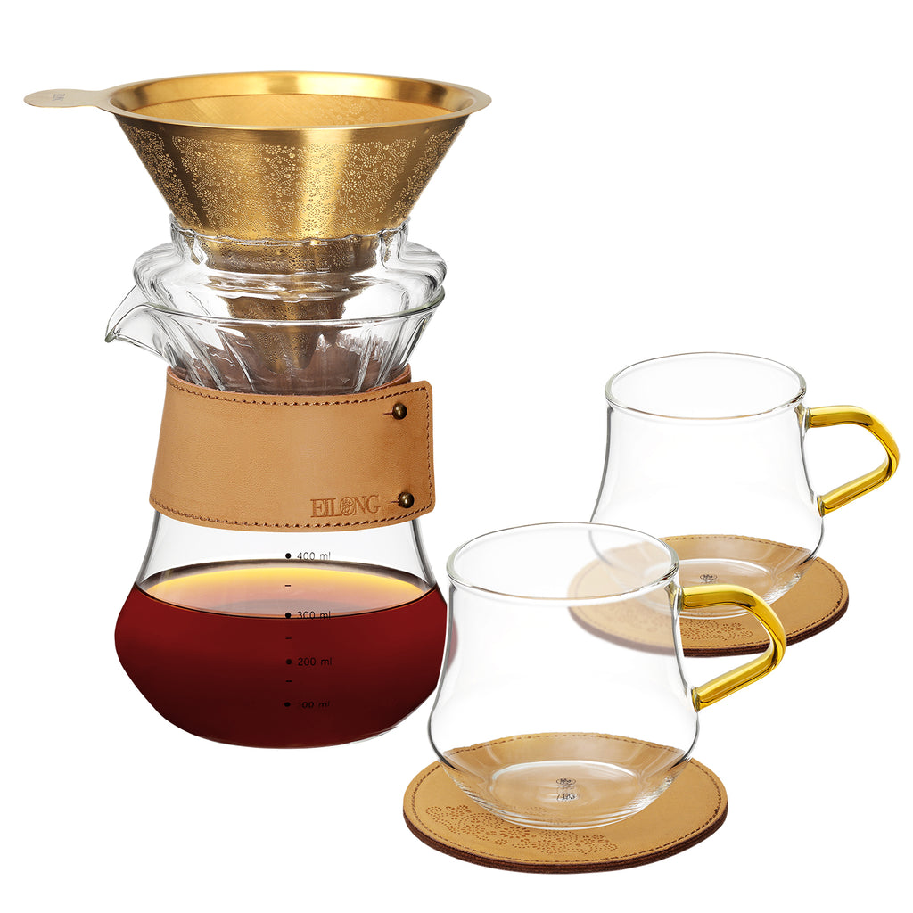 Glass Pour Over Coffee Maker Set - Daybreak gold