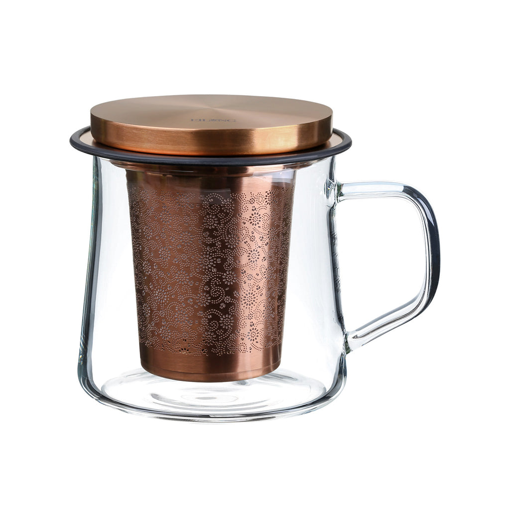 Glass Tea Mug with Infuser-Aurora Tea Mug Wide Titan