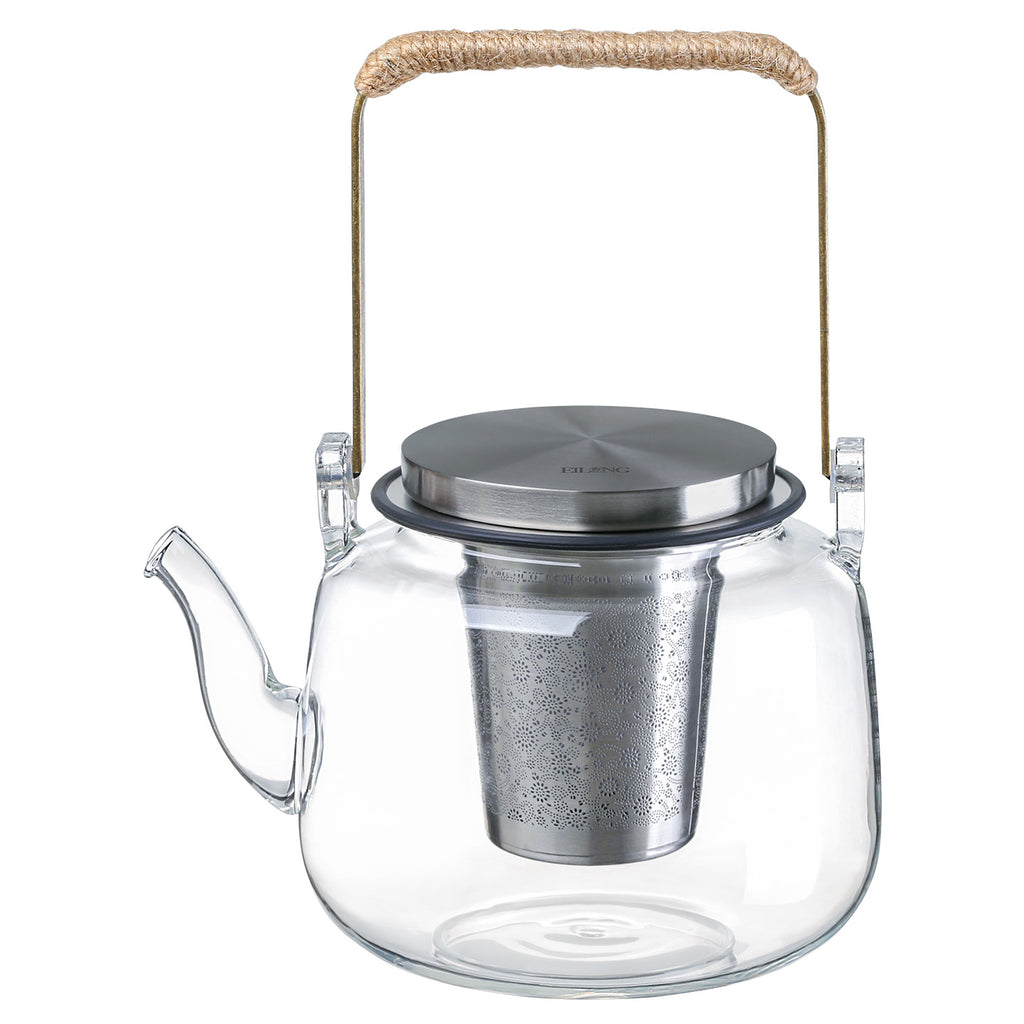 Glass Teapot with Infuser-Aurora Glass Handle Teapot Silver