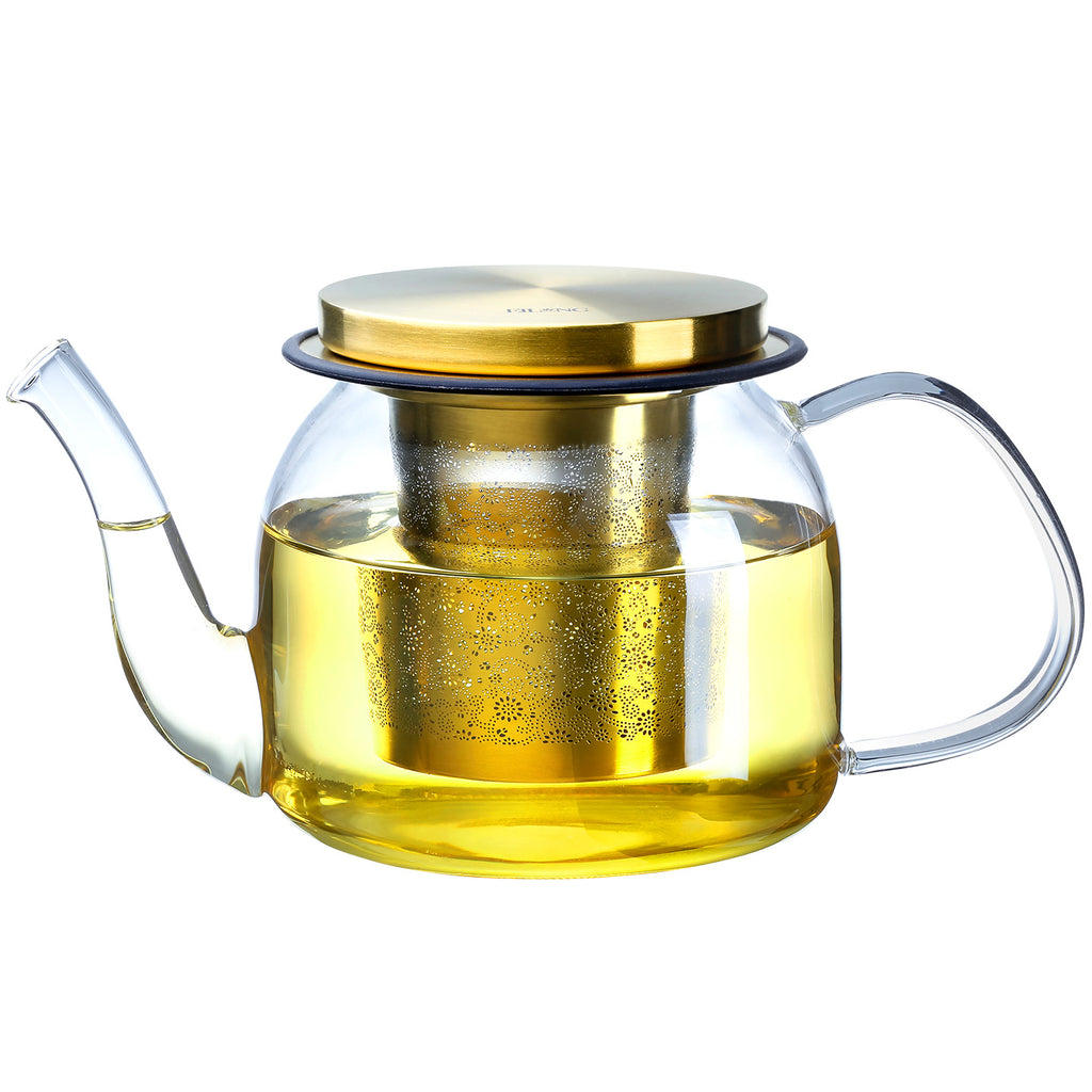 Glass Teapot with Infuser-Aurora Infuser Teapot 22oz Gold