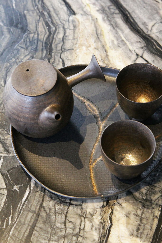 handmade pottery tray-Lightning Tea Tray 02