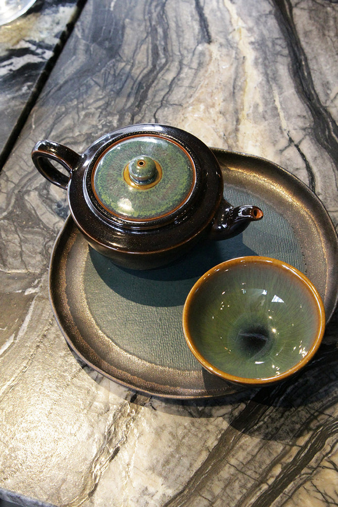 handmade pottery tray-Solar Tea Tray 02