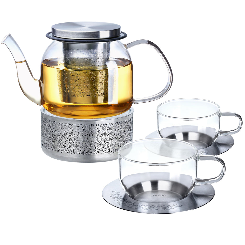 Luxury Style Tea Set - Aurora Teapot Set silver