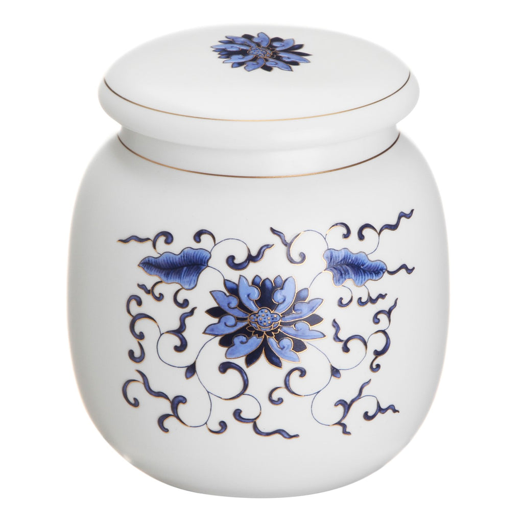 retro porcelain tea jar-Meditation Functional Jar lotus