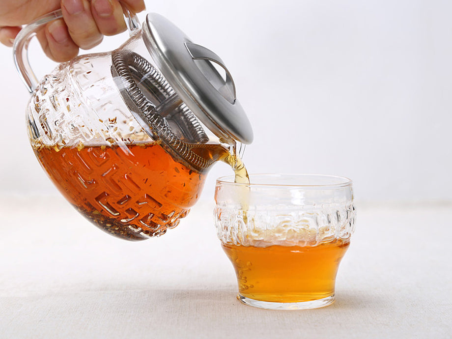 Personal Clear Heat Resistant Borosilicate Glass Teapot Tea Set & Infuser  400ml and 4 Handle Tea Cups