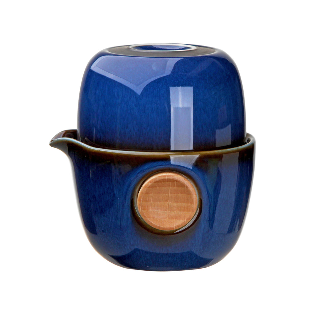Teapot Set for One-Quicker Tasting Set 4 oz blue