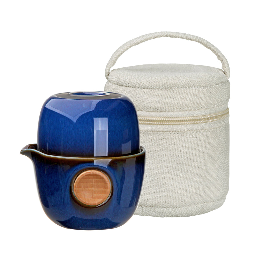 Teapot Set for One-Quicker Tasting Bag 125ml blue