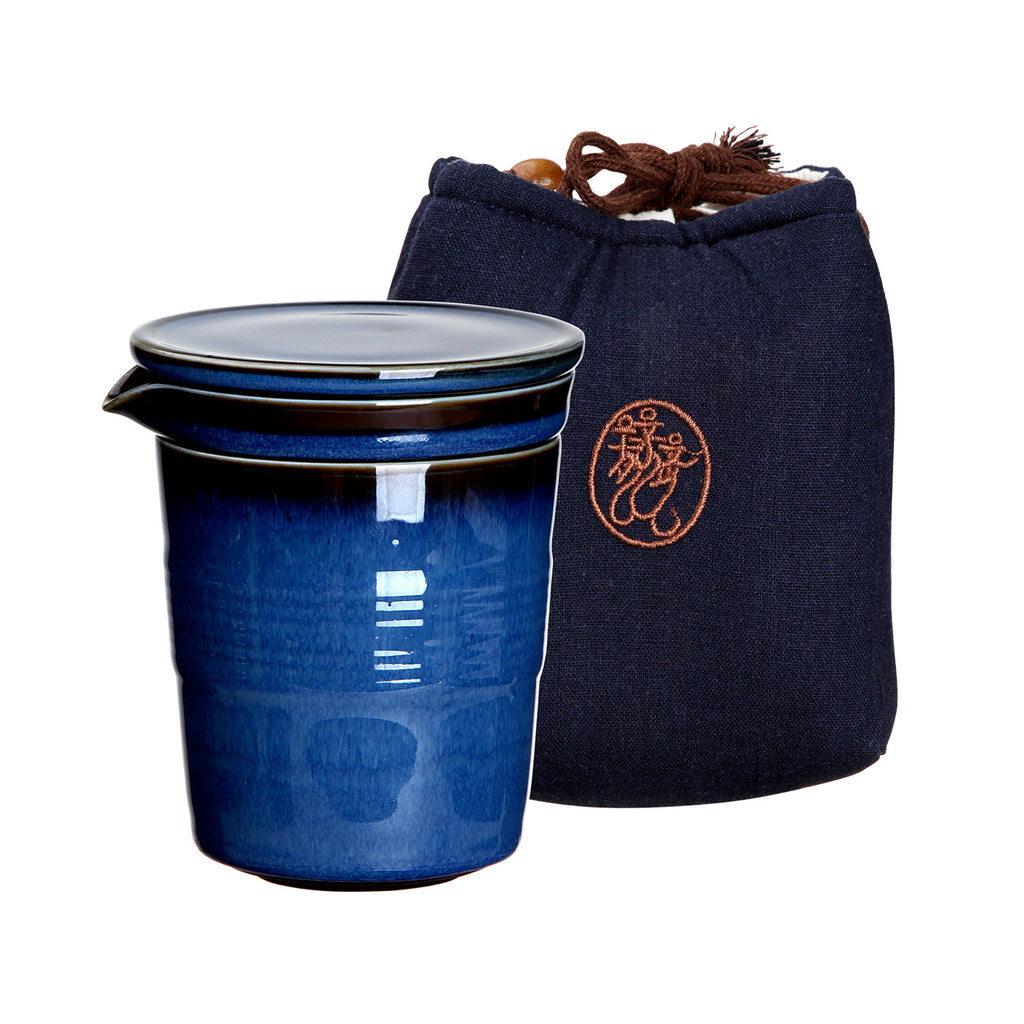 Travel Tea Set for One-Tea Joy with Bag blue